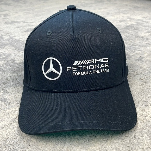 NWT Mercedes AMG Petronas F1 Logo Cap Baseball Hat Black Marriott Logo OS - Picture 6 of 11